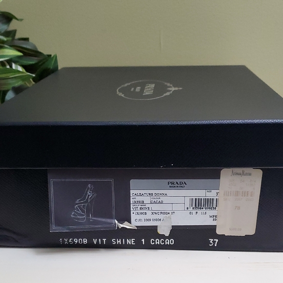 Prada | Brown Vit Shine Leather Platform Slingback Strappy Heels Sz 37 - Picture 13 of 13